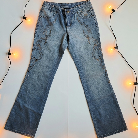 Harley Davidson Embroidered Denium Jeans Size 4 - Picture 2 of 6